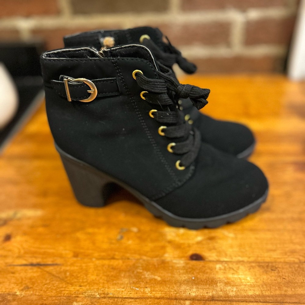 Black Lace-Up Ankle Boots